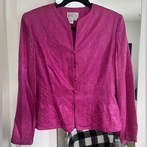 NWT Vintage Silk Blazer Pink Adrianna Papell Size 6 Buttons‎ Embroidered